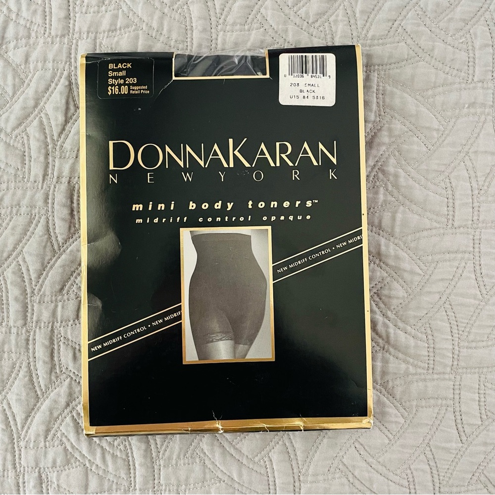 Donna Karan NY Mini Body Toner Hosiery Midriff Control Opaque Black Size Small